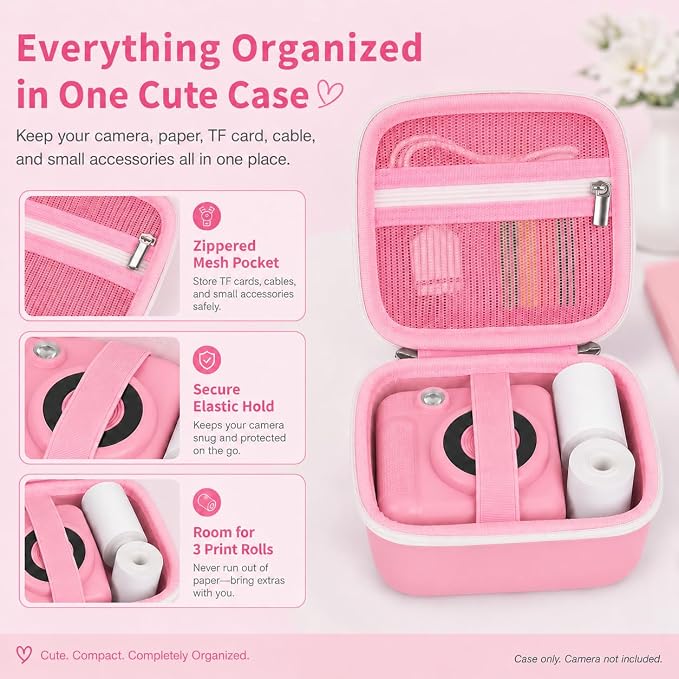PAIYULE Kids Instant Print Camera Case for ESOXOFFORE for Dylanto | Hard Shell,Mesh Pocket,Wrist Strap,for Gofunly,for GREENKINDER,for DUDUDRAGON,for Zostuic,for Careenoah (Box Only)SkyBlue - Image 4