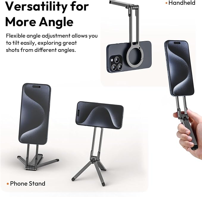 ULANZI MA30 Magnetic Phone Tripod Stand for iPhone-Aluminium Maglock Smartphone Mini Tripod Pocket Cell Phone Stand Strong Magnet Quick Mount Compatible with iPhone 17 16 15 14 13 12 Series, Dark Gray - Image 3