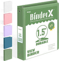 BinderX 3 Ring Binder 1.5 Inch, 1.5" Clear View Binder, Olive Green, Letter | Extra Durable, PVC-Free, Customizable, Interior Pockets, 325-Sheet Capacity, Eco-Friendly, Reinforced Hinge, School, Office by Sooez