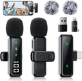 Microphone for iPhone & Android, Wireless Mini Microphone | Battery Display, Clear Voice, Noise Cancelling, Lavalier Mic for TikTok, YouTube & Interviews, Dual Mic by Unknown