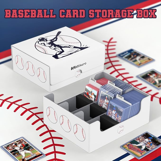 Mlikero Baseball Card Storage Box, Trading Card Storage Box Oversized Fits Toploaders, Magnetic Closure Sports Card Case for Baseball Cards (Holds 500+ Toploaders) - Image 7