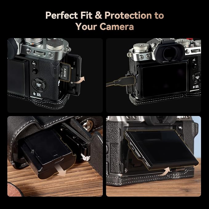 SMALLRIG Half Case for Fujifilm X-T5 with Wrist Strap and Shutter Button | Retro Style Leather Camera Case with Aluminum Baseplate, X-T5 Camera Case Cover for FUJIFILM X-T5-3927 - Image 2