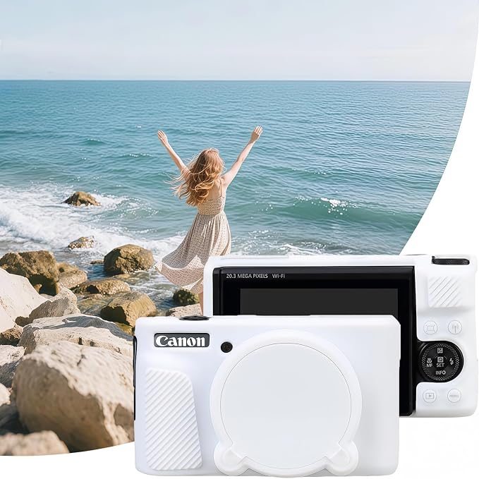 Camera Case for Canon PowerShot SX740/ SX730 Digital Camera, SX740 HS Case | Soft Silicone Protective Case Removable Lens Cover, Comes with 2 Screen Protectors and 1 Wrist Strap. (White) - Image 6