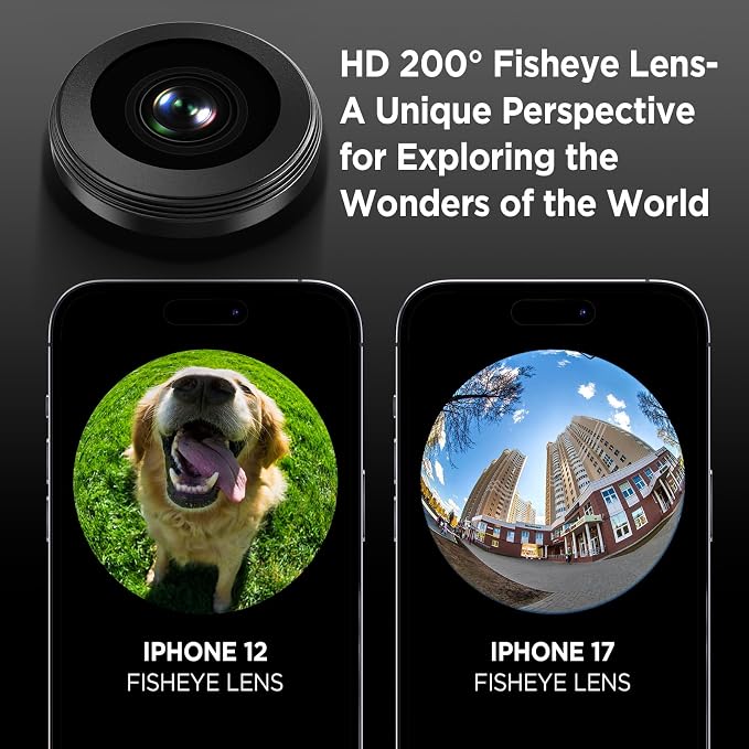 HD 200° Fisheye Lens for iPhone and Samsung Smartphones, Black - Image 3