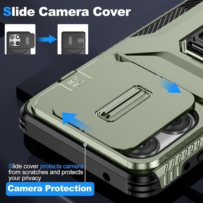 for Moto G Stylus 2025 Case,with Sliding Camera Lens Cover,HD Screen Protector,360° Rotating Kickstand, Military-Grade Shockproof Protective Cover for Motorola G Stylus 5G 2025,Army Green - Image 2