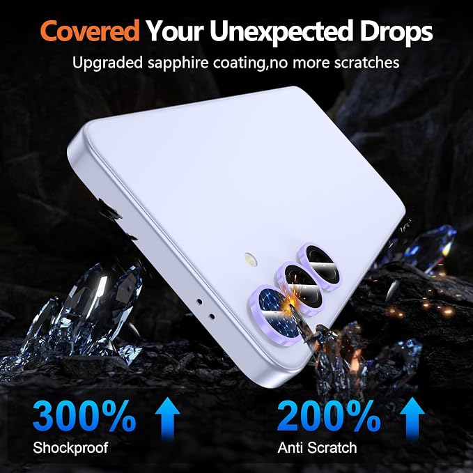 for Samsung Galaxy S25 Plus Camera Lens Protector, Individual Metal Ring Tempered Glass Lens Cover, [Strong Adsorption] Scratch Resistant Ultra-Thin HD Clear Lens Cover, 1 Set-Purple Shine - Image 8