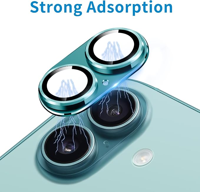 Compatible with iPhone 16 and 16 Plus Camera Lens Protector, Anti-Scratch Tempered Glass Metal Camera Screen Protector Shockproof Full Protective Lens Cover - Image 4