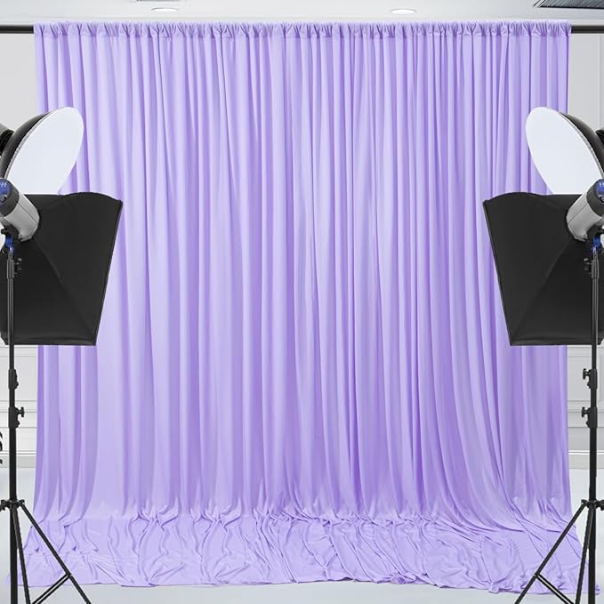 10x10ft Wrinkle Free Lavender Backdrop Curtain for Parties Soft Fabric Drapes Wedding Curtain Backdrop for Birthday Party Decorations Background for Photography 5x10ft,2 Panels - Image 2