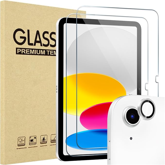 ProCase 2 Pcs Screen Protector for iPad A16 10th with Camera Lens Protector | Tempered Glass for 11" iPad 2025 11th & 10.9 10th Generation -Silver by ProCase