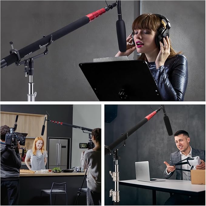 NEEWER Mic Boom Pole Support Holder with 5/8" Stud for Light Stand Boom Arm C Stand, Metal Nonslip DSLR Video Microphone Shotgun Mount Adapter, -15°/+30° Tilt, Max Load: 17.6lb/8kg, CM-NA-2 | For C Stand, Metal, Nonslip DSLR Video Microphone Shotgun Mo... - Image 7