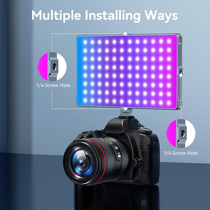 ENEGON 10000mAh RGB LED Video Light - 276 LED Beads with OLED Display, 18.5W Max, 2500–9900K CCT, CRI 96+, 21 Scene Modes - for Photography, YouTube, TikTok & Video Conferences - Image 3