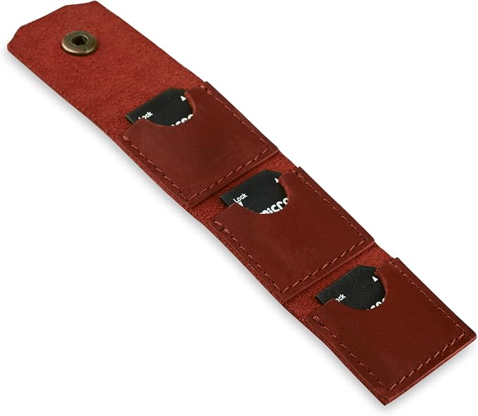 Leather SD Card Holder Keychain, SD Card Case Key Fob, Micro SD Card Holder Organizer, SD Card Storage Case, Memory Card Case Cover, Travel Memory Card Case (Cognac) - Image 2
