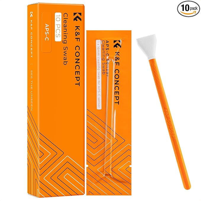 K&F CONCEPT APS-C-Frame Sensors Cleaning Swabs,for CCD and CMOS | 10 Pack Swabs,Vacuum Sealed, Soft and Flexible, Smooth and Lint-Free,Precision Cleaning,for Nikon Sony Canon Camera Clean by KFCONCEPT
