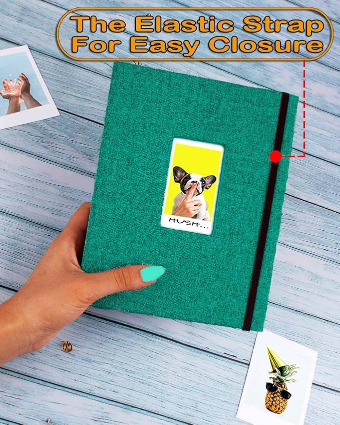 GPIRAL Mini Photo Album 208 Vertical Photos - Linen 2x3 Photo Album Compatible with K-pop Photocards, Fujifilm Instax Mini Film 7s 8 9 11, Polaroid Snap/PIC 300, HP Sprocket, Zip Printer, Dark Green - Image 2
