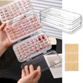 Tri-Fold Press On Nail Organizer Case - 4-Page Portable Storage Box for Fake Nails, Clear PET Plastic Travel Holder (6×3.2×1.8 inch) by Oskrieel