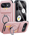 JAME for Google Pixel 10A Case with Ring Stand & Slide Camera Cover Pink | Ring Holder Kickstand, Screen Protectors, Dual-Layer Shockproof Protective, Magnetic Accessory Friendly Phone Case, Pink by JAME