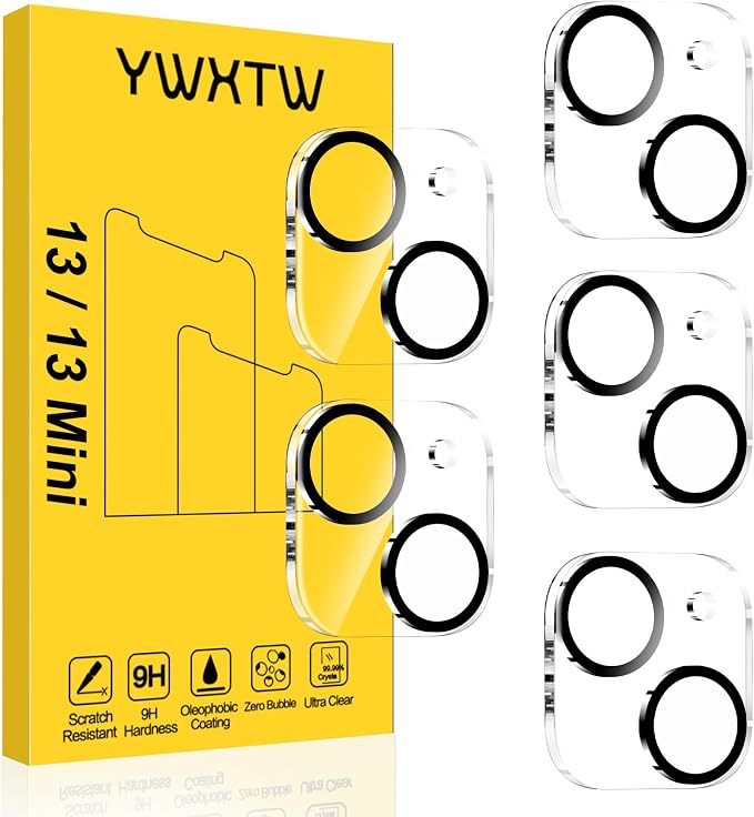 YWXTW [5 Pack Designed for iPhone 13 Camera Lens Protector, for iPhone 13 Mini Camera Lens Protector, Night Shooting Mode, Anti Scratch HD Clear 9H Hardness Tempered Glass by YWXTW