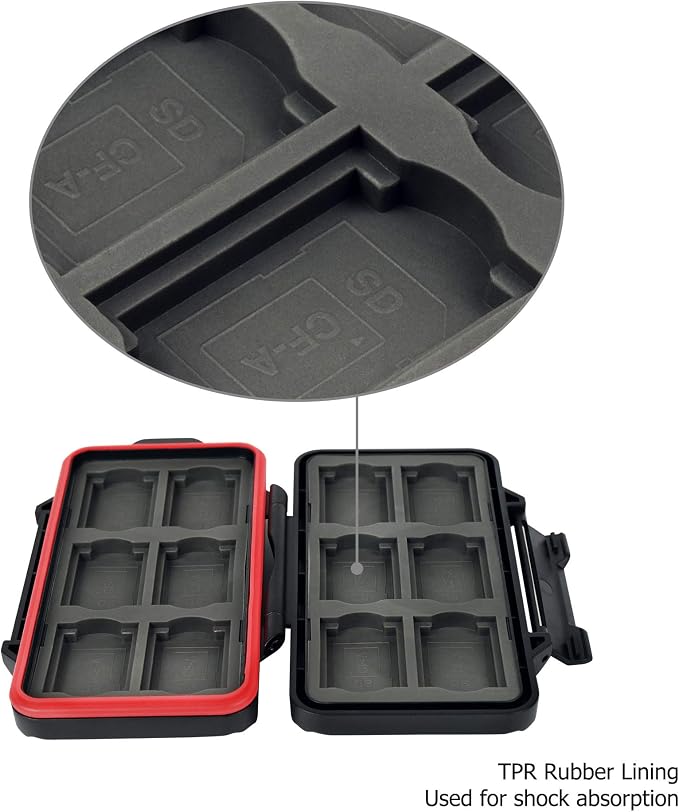 PROfezzion Memory Card Case for 12 CFexpress Type-A and 12 SD SDHC SCXC | 24 Slots Memory Card Holder, Water-Resistant & Anti-Shock, Hard Shell with Rubber Interior, Compact & Easy Carrying - Image 6