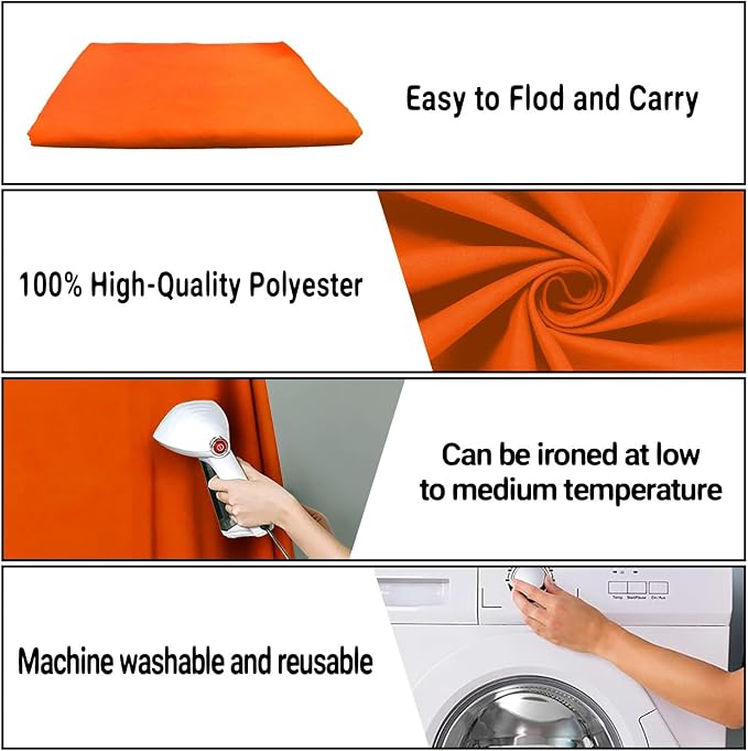 Orange Photography Backdrop for Photoshoot, Fabric 5x7ft | Polyester Studio Photo Backgrounds, Non Reflective, Easy to Hang, for Portrait Shoot, Product, Party Decor, Video Creation - Image 6