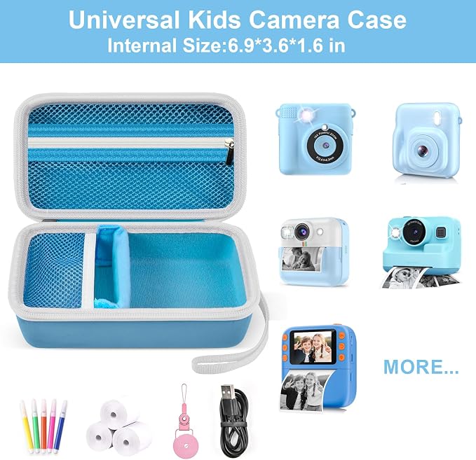 Case Compatible with ESOXOFFORE for Dylanto for Anchioo for WEEFUN for GKTZ for Amzelas for Mafiti Instant Print Camera for Kids, Film Camera Storage Holder Organizer Bag (Box Only)- Blue | For ESOXOFFORE/ for Dylanto/ for WEEFUN/ for Anchioo/ for GKTZ... - Image 2