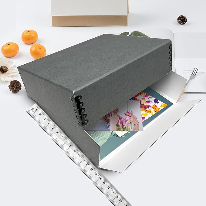 Lineco Museum Archival Storage Box, Drop Front, 14.75x18.75x3 in, Gray | Acid-Free with Metal Edge, Preserves Picture Longevity, Organize Photos, Newspapers, Prints, Documents, Crafts, DIY - Image 4