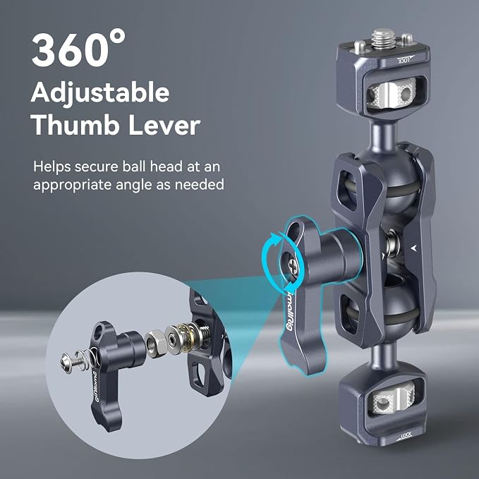 SMALLRIG Camera Magic Arm, Flexible Articulating Arm with 1/4'' Screws | Field Monitor Mount with Dual Ballhead, for DSLR, Action Camera, LED Light, Flash - Image 5