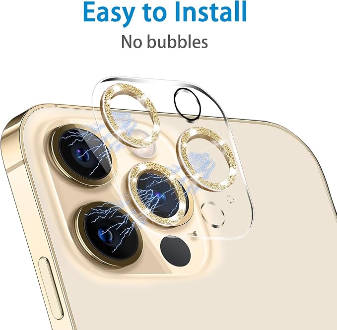 Dengduoduo 3 Pack Tempered Glass Camera Lens Protector for iPhone 12 Pro 6.1", Bling Glitter Sparkle, Ultra HD, 9H Hardness, Anti-Scratch, Case Friendly, Easy to Install [No Affect on Night Shots] - Image 6