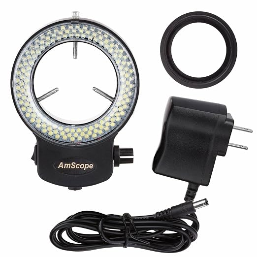 AmScope LED-144B-ZK 144 LED Intensity-Adjustable Ring Light: Stereo | Stereo Zoom Microscope 144-LED Ring Light by AmScope