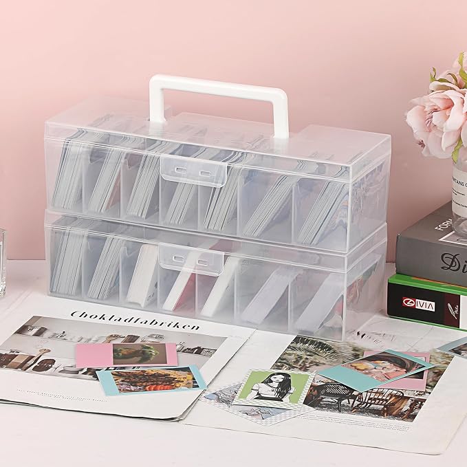 OwnMy 2PCS Plastic Trading Card Storage Boxes Baseball Card Storage Boxes | Portable Baseball Card Organizer Boxes for Football Sports MTG TCG Cards, Clear Trading Card Storage Cases with Dividers - Image 7