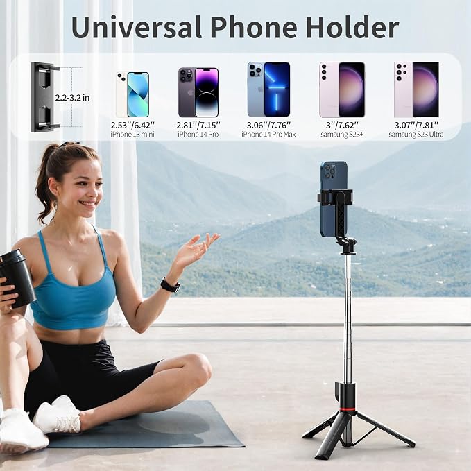Selfie Stick for iPhone, 360°Rotating Tripod for Phone with Detachable Remote, Portable Phone Tripod Stand for Video Recording, Compact & Lightweight - Image 5