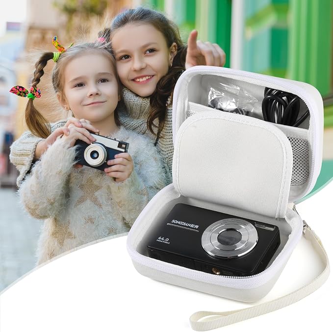 Digital Camera Case for AbergBest 21 Mega Pixels 2.7" LCD Rechargeable HD/Kodak Pixpro/Canon PowerShot ELPH 180/190/Sony DSCW800/DSCW830 Cameras, Travel Carrying Protective Case for Camera - White - Image 6