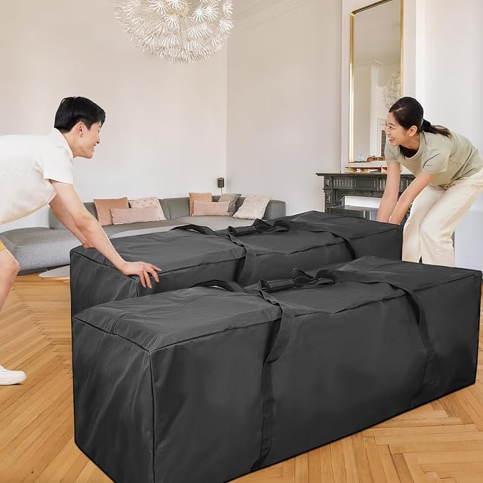 COOLBEBE 2 Pack 60" Sports Duffle Bag - 332L Extra Large Travel Luggage Bag | Upgrade Dual Zipper, 600D High-Density Fabric, Sturdy & Water Resistant Long Duffle Bag for Camping Moving, Black 60inch - Image 7