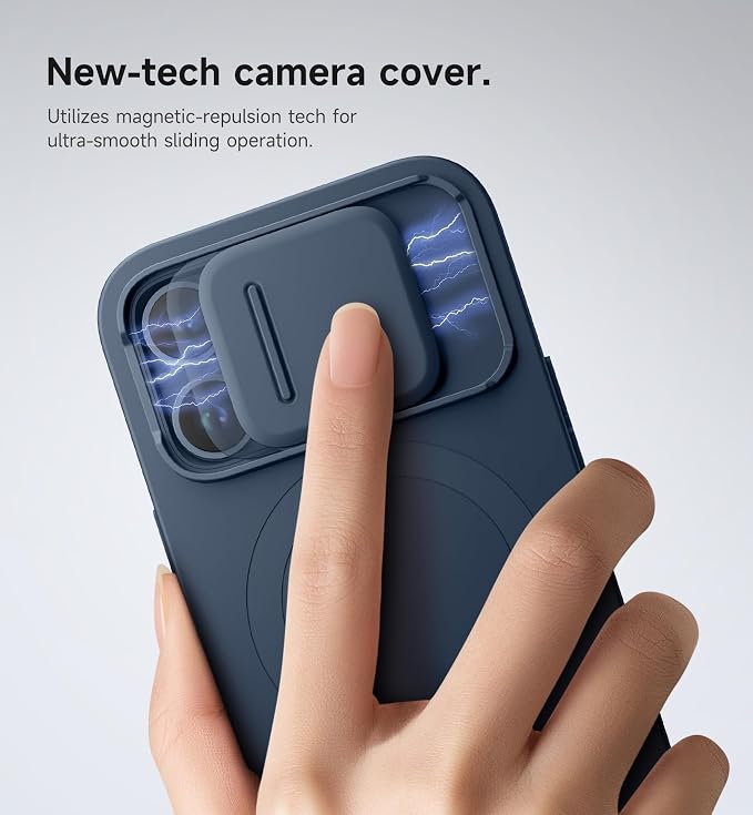 SURITCH for iPhone 13 Pro Case with Magnetic Camera Slide Cover and Adjustable Kickstand, Compatible with MagSafe, Shockproof Bumper Case Slim Protective Cover for iPhone 13 Pro 6.1 Inch, Blue - Image 4