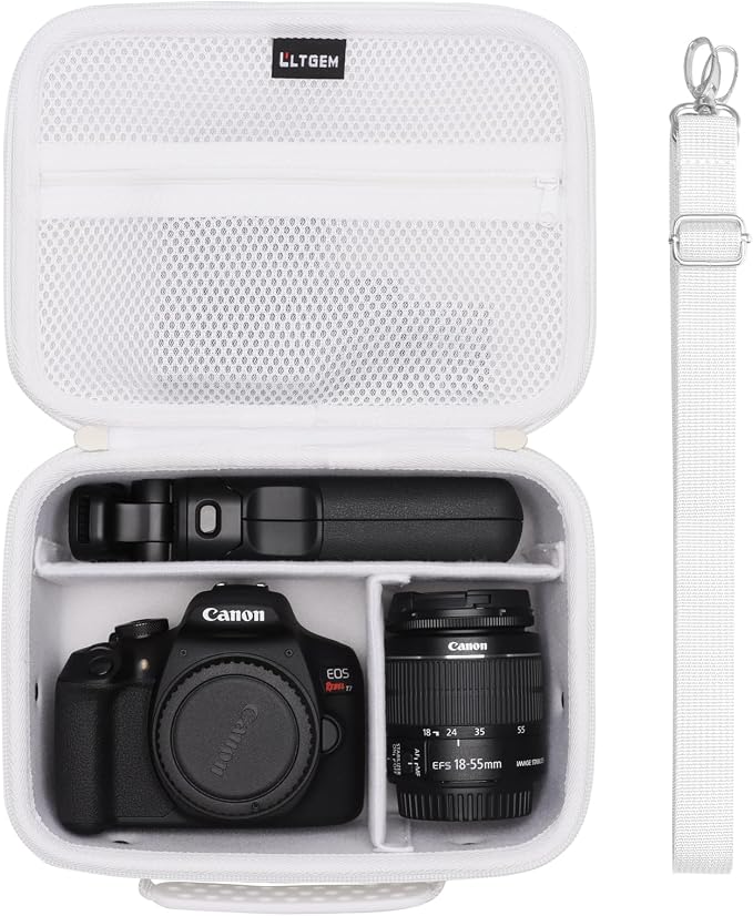 Small Camera Case Bag for Canon EOS Rebel T7/R50//R100 DSLR Camera White | Hard Carrying Travel Case for Canon EOS Rebel T7/R50//R100/R6 Mark II/R8/R6 Mark III/R50 V/T6/R10/R5 Mark II DSLR SLR Camera by LTGEM