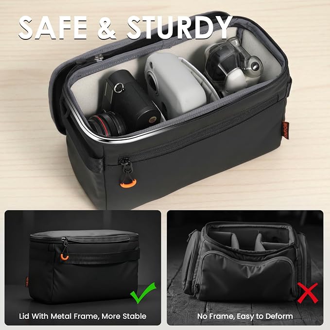 TARION Padded Camera Insert Bag Protective Framed DSLR Inner Case Organizer | Fits 1 Camera and 2 Lenses - Removable Lid Compatible for DSLR SLR Mirrorless Cameras ShellCore XS - Image 5