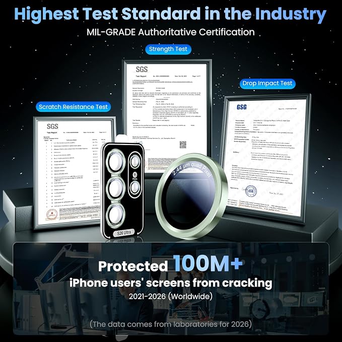 Uyiton for Samsung Galaxy S26 Ultra Camera Lens Protector, Unique Design | Case-Friendly, Ultra-Thin, Military-Grade Sapphire Glass with Aluminum Metal Rear Camera Screen Cover, Green - Image 6