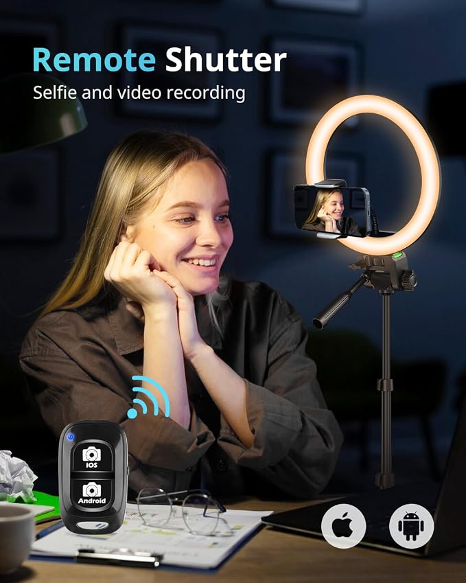 UBeesize 12" RGB Ring Light with 50" Tripod Stand & Phone Holder, Dimmable Selfie Light for TikTok, YouTube, Live Streaming & Photography - Image 6