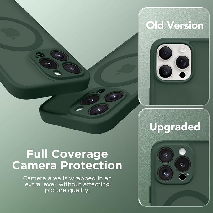 CAPRARO for iPhone 13 Pro Max Case, Compatible with MagSafe | Upgraded [Full Camera Protection] Shockproof Protective Slim Translucent Matte Magnetic Phone Case 6.7'', Deep Green - Image 5