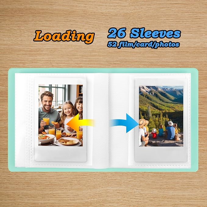 Ruibytree 52 Pockets Small Photo Album 2x3 for Instax Mini, Green, 2 Pack | Pocket-Size, PU Leather Cover, Snap Closure, Acid-Free Pages, Fits Polaroid 2x3 Photos, Kodak Mini Prints & ZINK Photos - Image 5