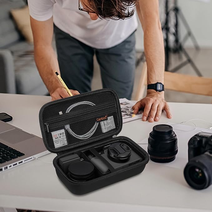 Canboc Camera Case for Femivo/brewene/zheozeig/VETEK 4K Vlogging Camera | Vlogging Camera Bag with Removable Shoulder Strap, Mesh Pocket fit Lens, Battery, Cable, Black (Case Only) - Image 7