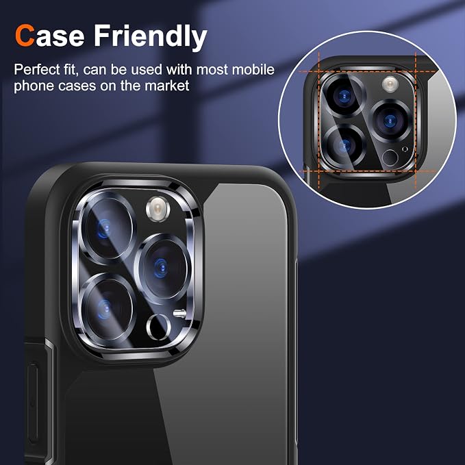 UniqueMe 3 Pack Lens Protector for iPhone 13 Pro/Pro Max 6.1/6.7"-Grey | Tempered Glass, Case Friendly, New version, Scratch-Resistant, Easy Installation - Image 4