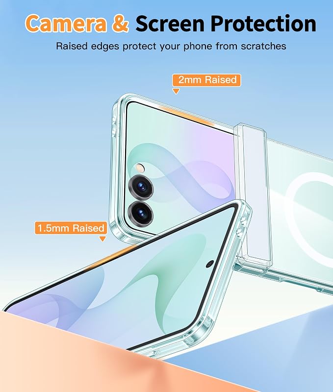 FNTCASE for Samsung Galaxy Z Flip 8 Case, Fit for Magsafe, Screen Protector | Hinge Protection, Anti Yellowing Magnetic Back, 18FT Military Grade Drop Proof, Protective Phone Cover, Transparent - Image 6