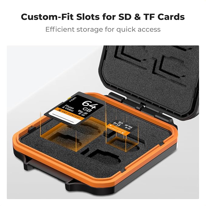 K&F CONCEPT 12 Slots Memory Card Case, Water-Resistant Card Holder | Anti-Shock Card Carrying Storage Box for 8 Micro SD SDXC SDHC TF Cards and 4 SD SDXC SDHC Cards, PM05 - Image 3