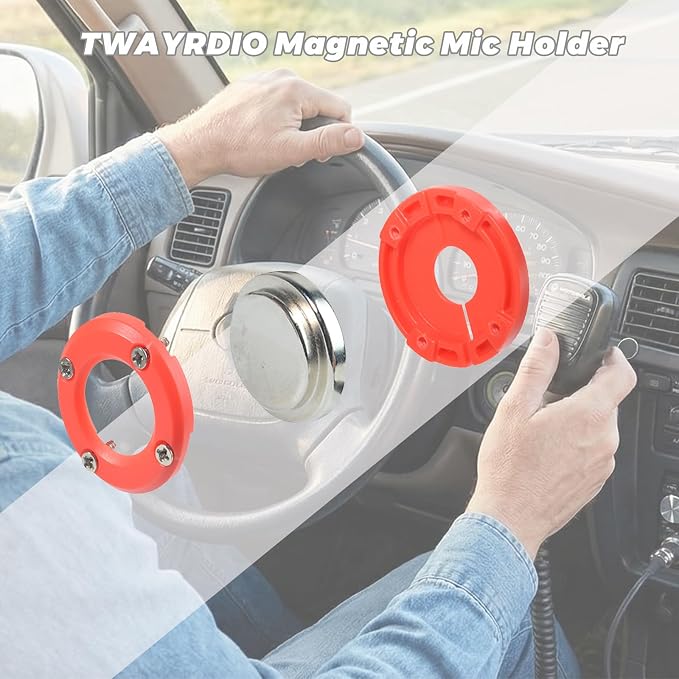 TWAYRDIO Magnetic Radio Mic Holder, Mobile Transceiver Microphone Magnet Mount, CB Mic Hanger with Adhesive Mag Base for Kenwood KMC-35 KMC-36 Motorola HMN1090D HMN3596 RMN5052A Mics - Image 2
