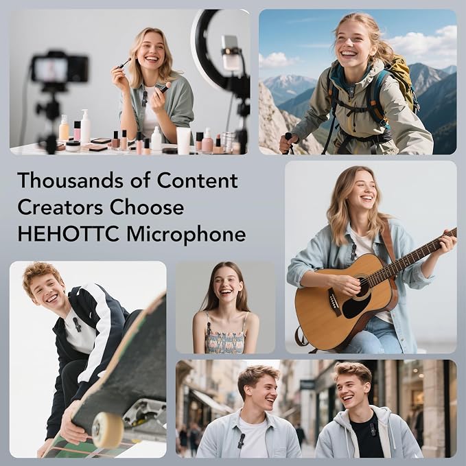 HEHOTTC 3 in 1 Mini Wireless Lavalier Microphone for All Devices (iOS, Andriod, Camera, PC) - Noise Reduction Lapel Mic for Recording, Clip on Omni Lav Mic for Video Recording, Tiktok, YouTube, Vlog - Image 9