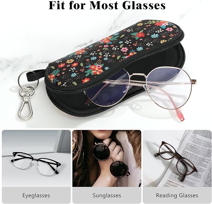 MoKo Sunglasses Soft Case Ultra Light Neoprene Zipper Eyeglass Case for Men Women - Image 4