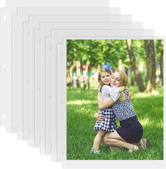 50 Pack 8 x 10 Photo Sleeves for 3 Ring Binder(100 Pictures) | Heavy-Duty Archival Photo Page Protectors, Clear Picture Album Refill Pages Holds, Acid-Free by Unknown