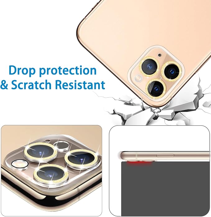 3 Pack Dengduoduo Tempered Glass Camera Lens Protector for iPhone 11 Pro 5.8" & iPhone 11 Pro Max 6.5", Bling Sparkle, Ultra HD, 9H Hardness, Anti-Scratch, Case Friendly, Easy to Install [No Affect on Night Shots] - Image 5