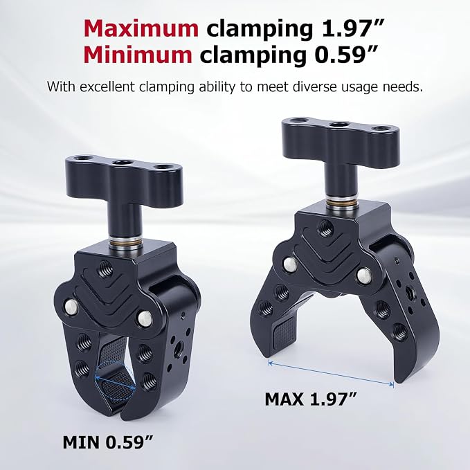 Aluminum Clamp 15-50mm - Heavy Duty Camera Mount with 1/4" Screw for DSLR LED Light Microphone, Photography Studio Video Clamp for Pipe Rod Tripod-62020 - Image 2