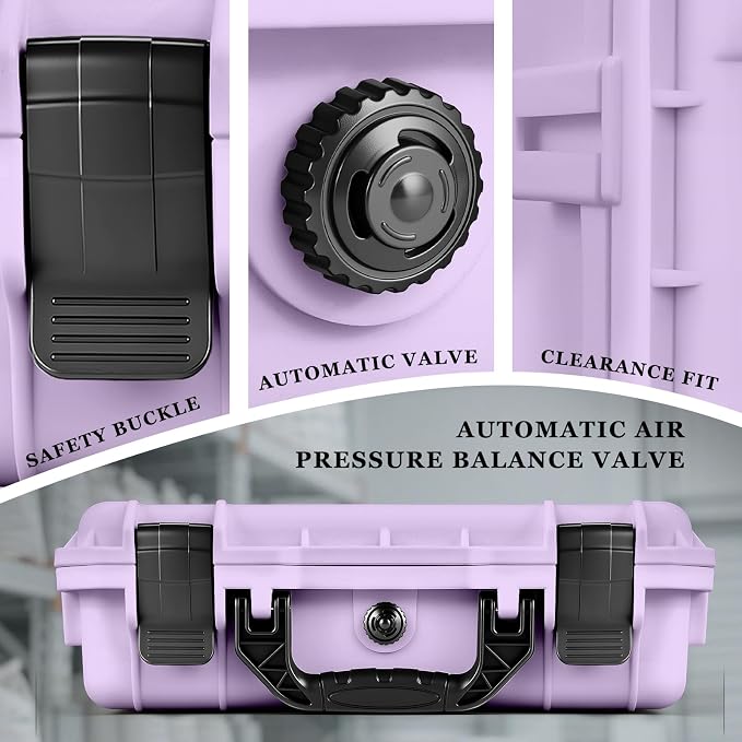 Relaxweex 1 Pcs Waterproof Hard Case with DIY Customizable Foam Insert Portable Protective Case with Knife for Camera Drones Equipments Tools Test Instruments(Purple,8.5 x 6.5 x 3.7 Inch) - Image 4